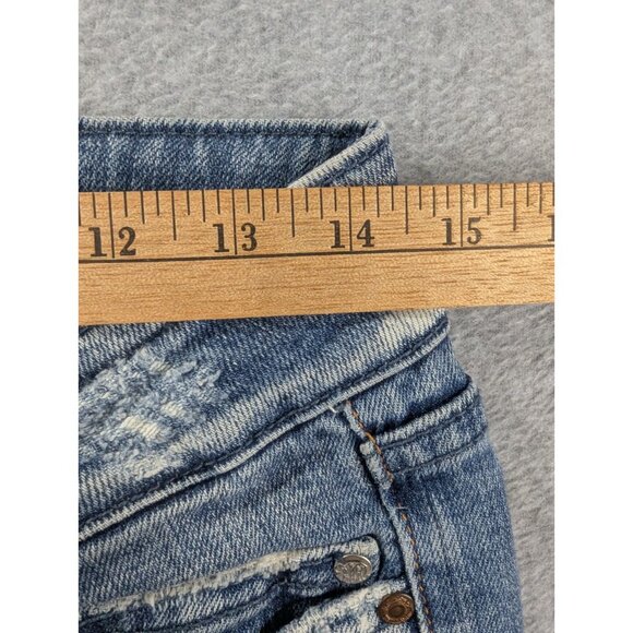 Miss Me Jeans Womens Size 29 Blu eDistressed Faded Whiskers Classic Flared Boho - Picture 6 of 16